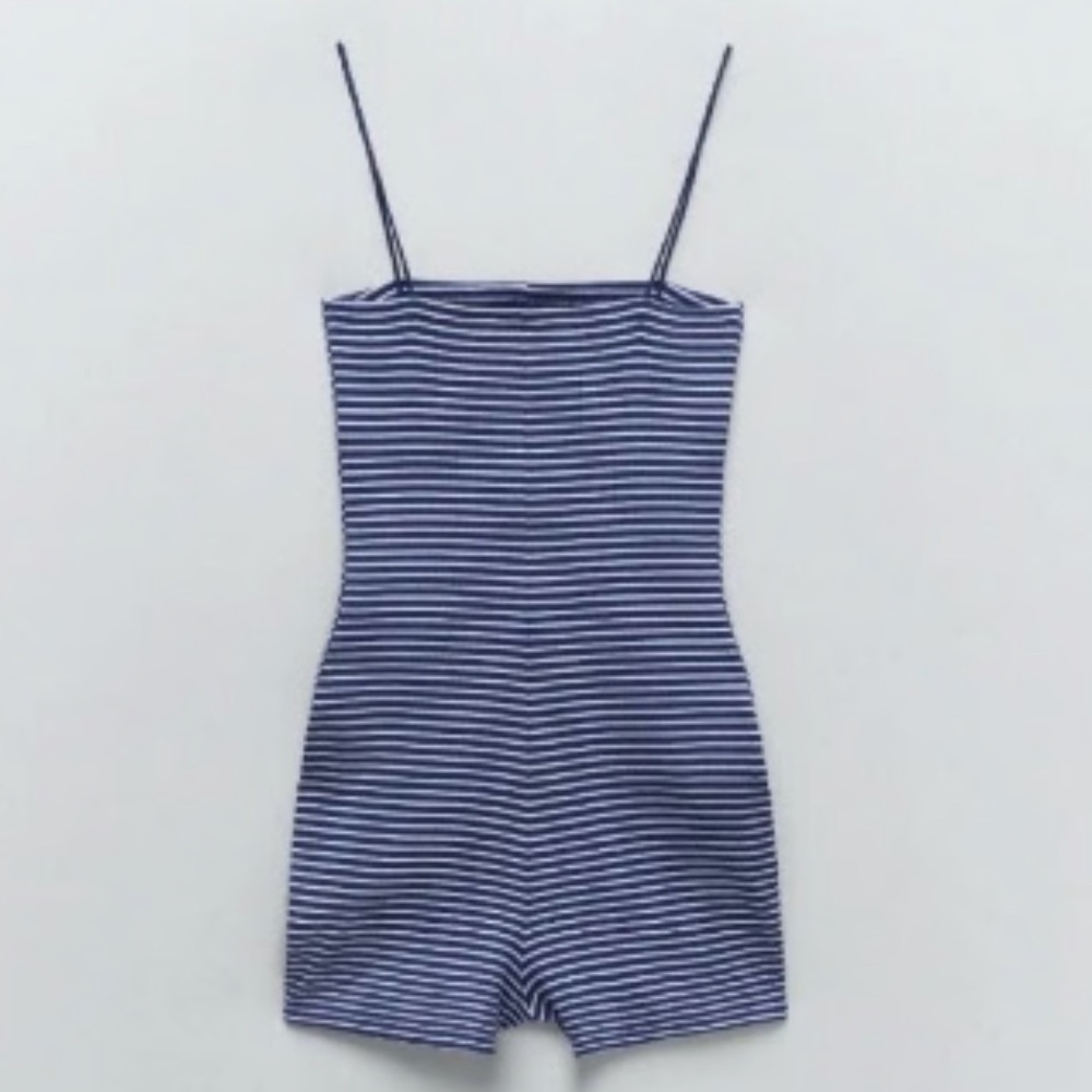 Zara Striped Blue and White Romper Knit
